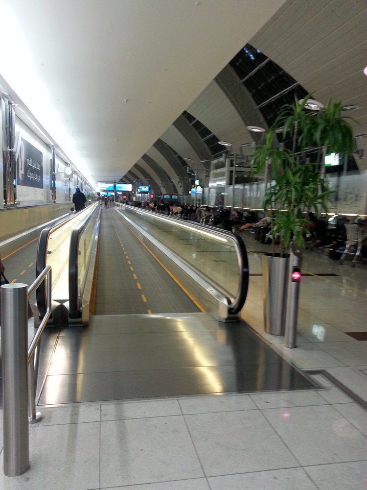 A moving walkway at an airport