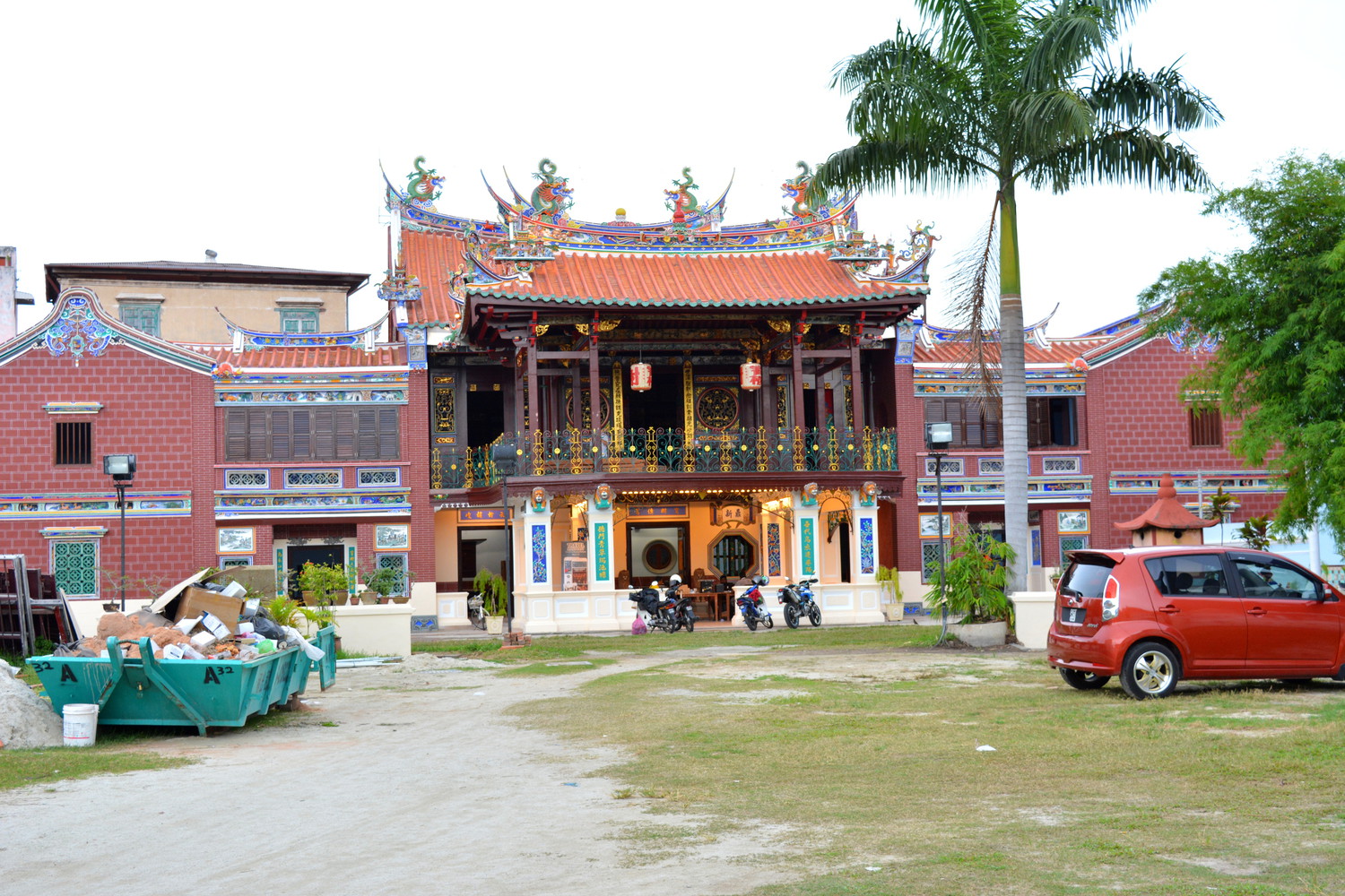 A two storey building with Chinese architecture